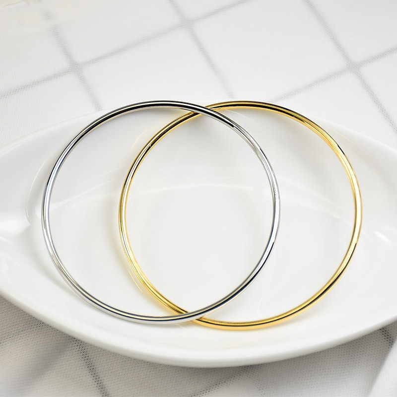 Titanium Steel 2mm Single Coil Gloss Bracelet Stainless Steel Simple Jewelry Fadeless Round Couple Closed Bracelet