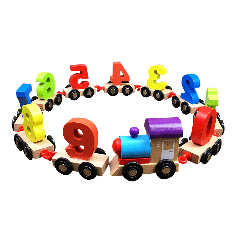 Tren de arrastre digital madera niños educativos combinación montaje bloques construcción y niñas juguetes