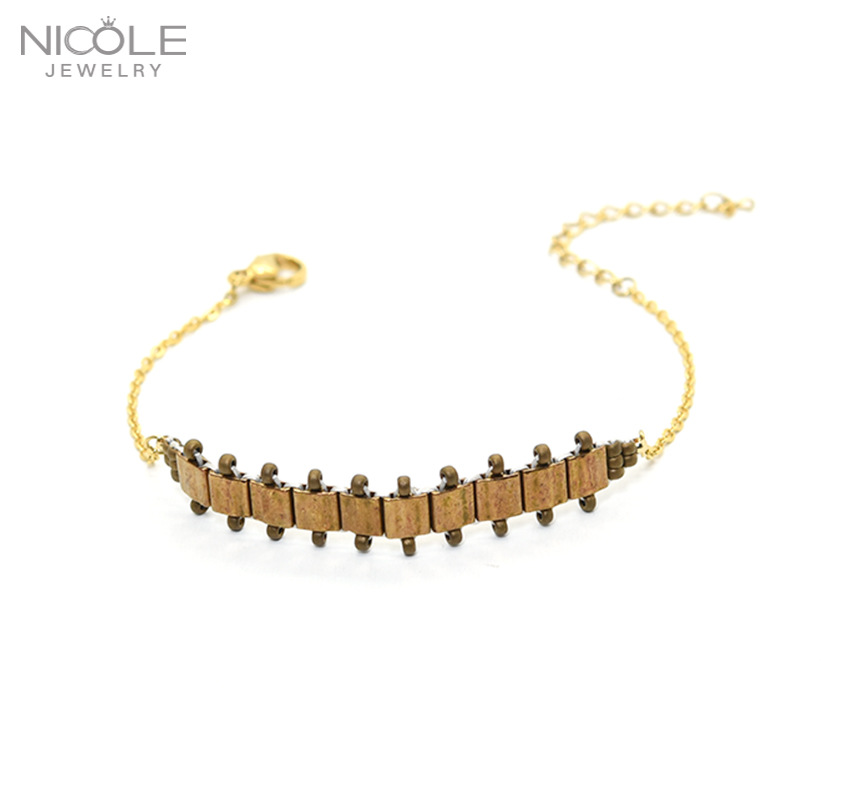 Nuevo lanzamiento de producto: Pulsera DIY de cuentas de arroz para mujer, elegante, sencilla, hecha a mano, accesorios de verano, tejida a mano
