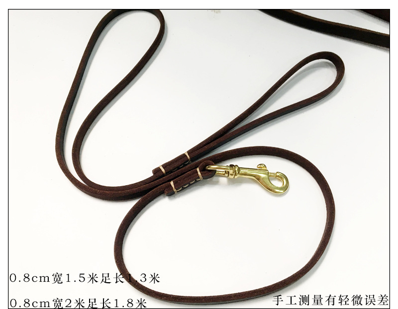 DEMU tracción de cuero mascota primera capa de vaca cuerda de tracción correa de perro suave Cadena de perro de cuero puro primera capa cuerda de perro de cuero en stock