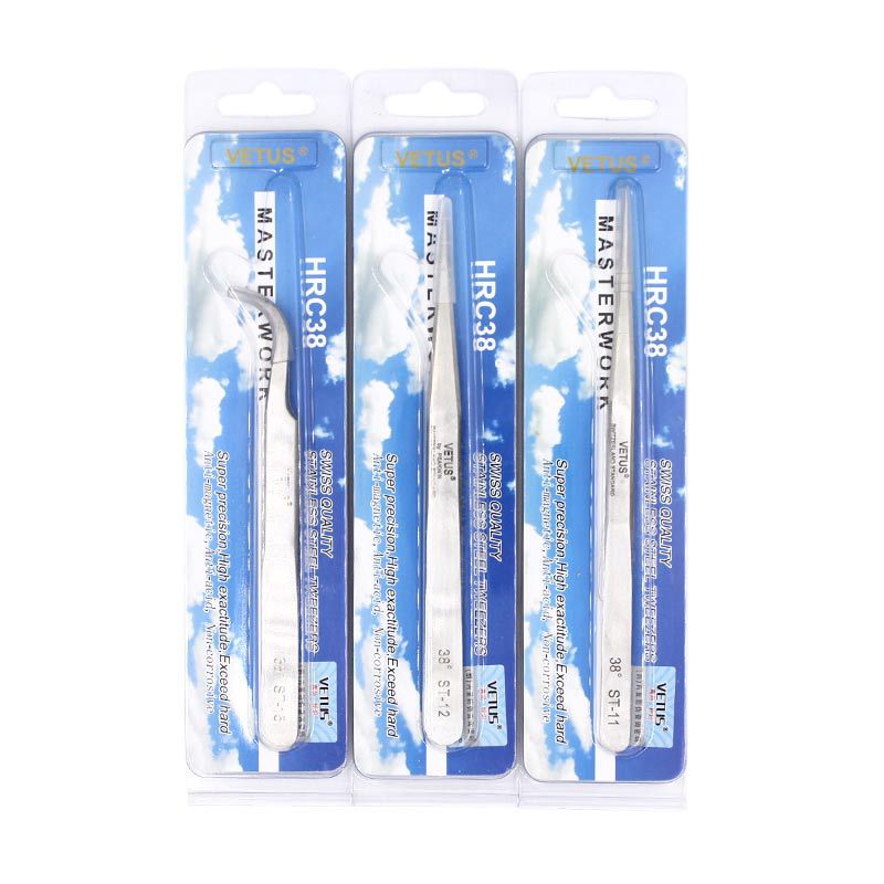 VETUS productos genuinos 38 grados ST-15, codo recto TS-15 teléfono móvil de reparación nido pájaro pelo recogiendo pinzas acero inoxidable