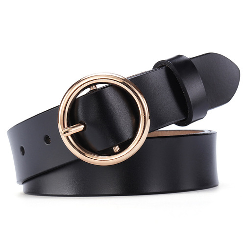 Round Button Leather Belt for Women, Korean Style, Simple and Casual Decorative Belt, Versatile Women's Belt, Student Belt, Wholesale