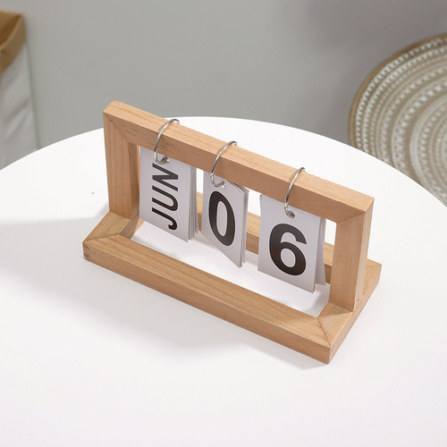 Wooden flip calendar simple home study dormitory desktop desk calendar perpetual calendar photo props decoration ornaments
