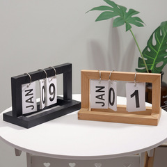 Wooden flip calendar simple home study dormitory desktop desk calendar perpetual calendar photo props decoration ornaments