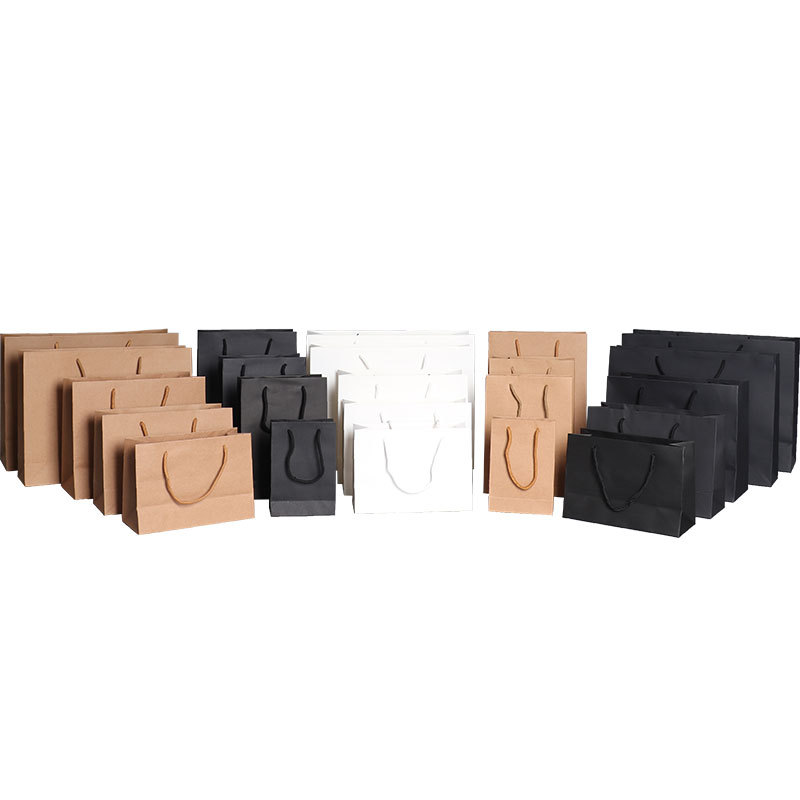 Blank Kraft paper bag in stock clothing advertising shopping handbag gift packaging bag printing logo white cardboard bag