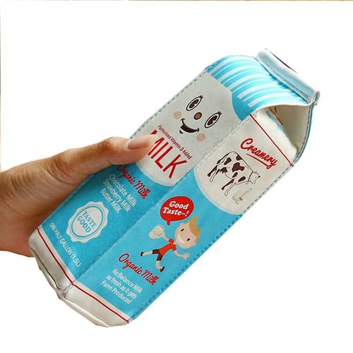 韩版创意可爱牛奶笔袋 趣味牛奶笔袋 学生文具收纳拉链包