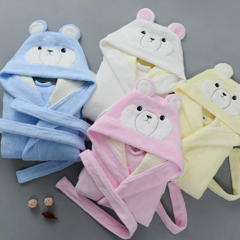 Cotton children's bathrobe autumn and winter cartoon hooded towel material warm absorbent bathrobe boys and girls swimming nightgown Cotton children's bathrobe autumn and winter cartoon hooded towel material warm absorbent bathrobe boys and girls swimming nightgown