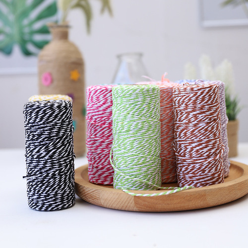 Manufacturer 1.5mm two-color cotton rope diy hand-woven tag rope 100m/roll handmade cotton thread material