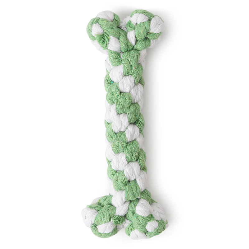 En stock al por mayor pipetao modelado cuerda de algodón para mascotas juguete cuerda de algodón de dos colores tejido a mano mascota perro hueso