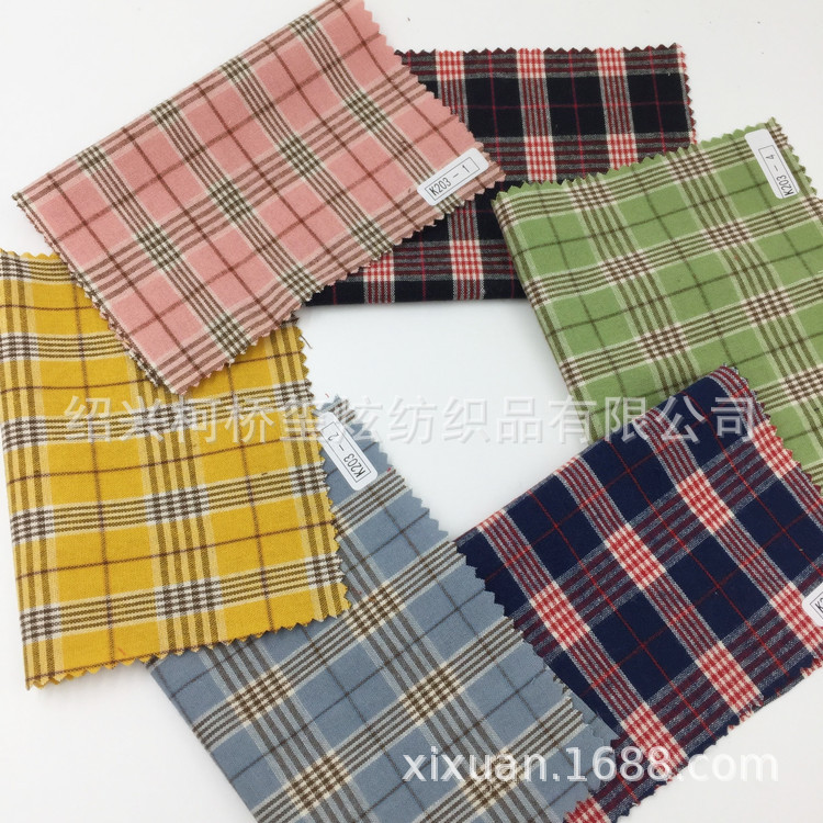 2018新款全棉色织衬衫休闲服面料 色织格子布   现货供应