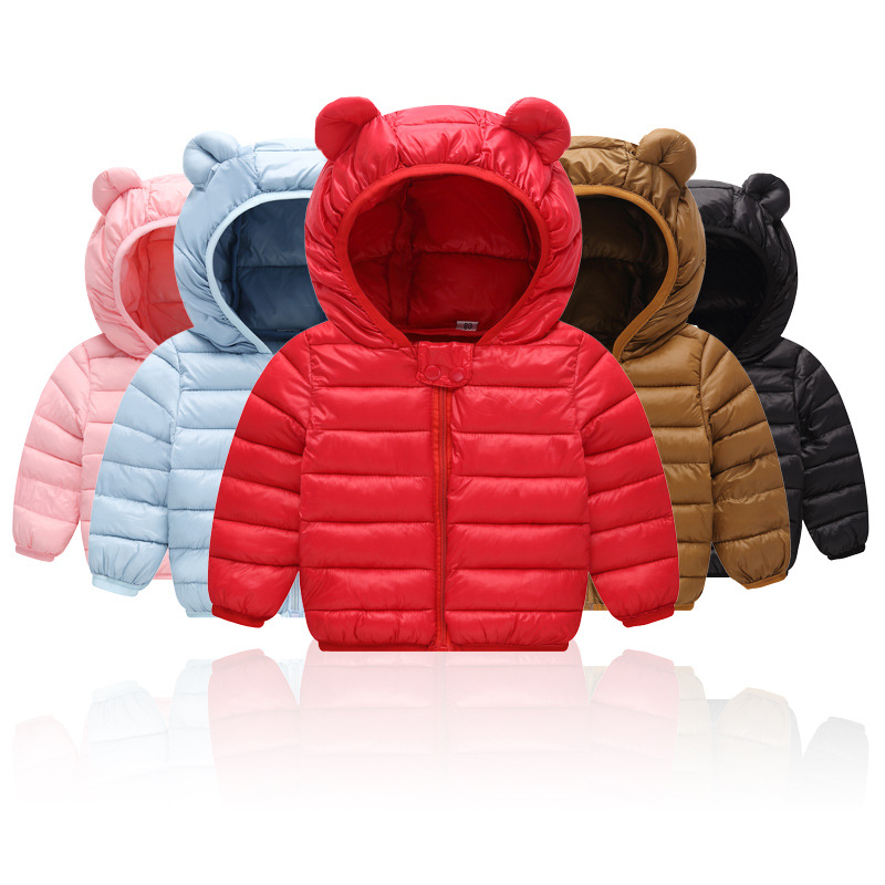 Ropa infantil de comercio exterior, chaqueta de plumón para niños, otoño e invierno 2025, abrigo con capucha para niños y niñas, ropa de invierno para bebés, chaqueta de plumón infantil de moda