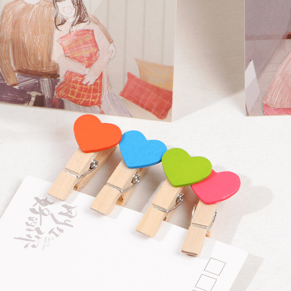 Manufacturer direct for small wholesale wooden card love clip color…