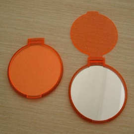 工厂半透明单面圆形镜塑料翻盖折叠镜印刷广告美容镜促销口袋镜子
