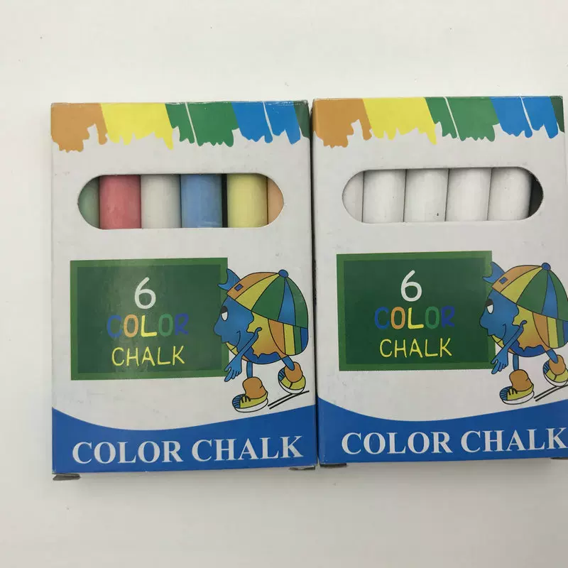 厂家供应6色装彩色粉笔 白色彩色无尘粉笔 办公教学6支装粉笔批发