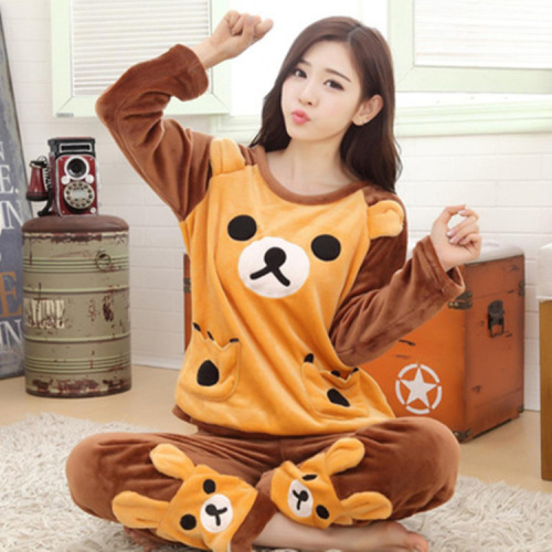 Ladies' Winter Plaid Pajama Set Homecoming Fleece Set Coral Fleece Autumn/Winter Long Sleeve Set Korean Version Cute Plus Size Dropshipping