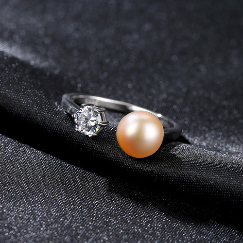 PAG&MAG Pearl Ring S925 sterling silver with zircon opening adjustable freshwater pearl women's ring bracelet