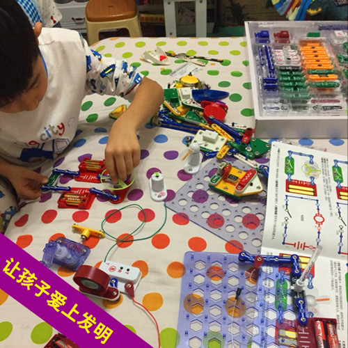 Electronic block circuit assembly science experiment set children's intelligence 100-piece block toy STEM equipment for students