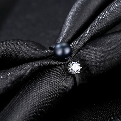 PAG&MAG Pearl Ring S925 sterling silver with zircon opening adjustable freshwater pearl women's ring bracelet