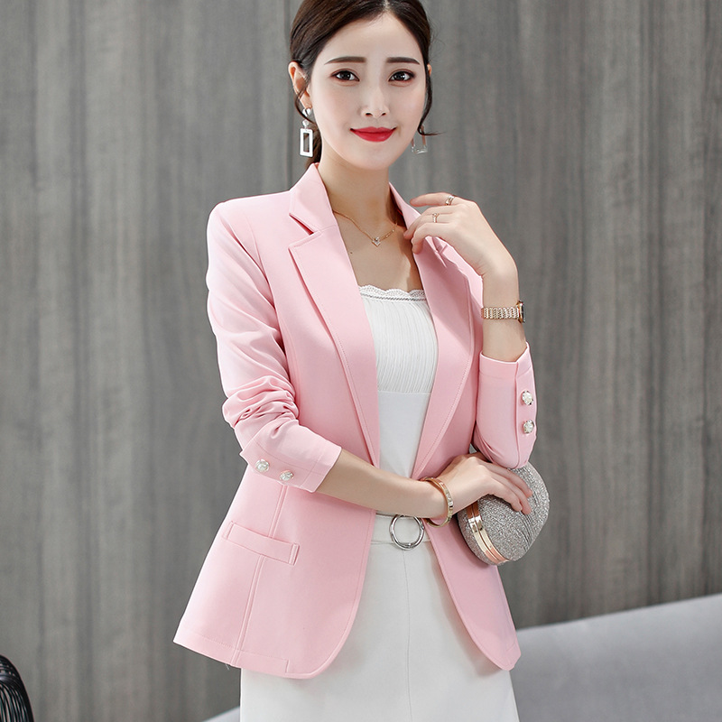 Saco Blazer Ajustado Talla Grande para Mujer de Fibra de Poliéster de Manga Larga