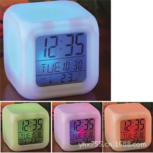 Цветные часы-календарь с функцией вечного календаря, семицветный будильник, электронный календарь, квадратные часы, семицветный вечный календарь