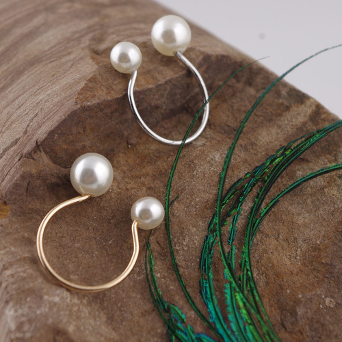 European and American Fashion Street Style Large Pearl Open Joint Ring Adjustable Finger Ring Foreign Trade Promotional Gift