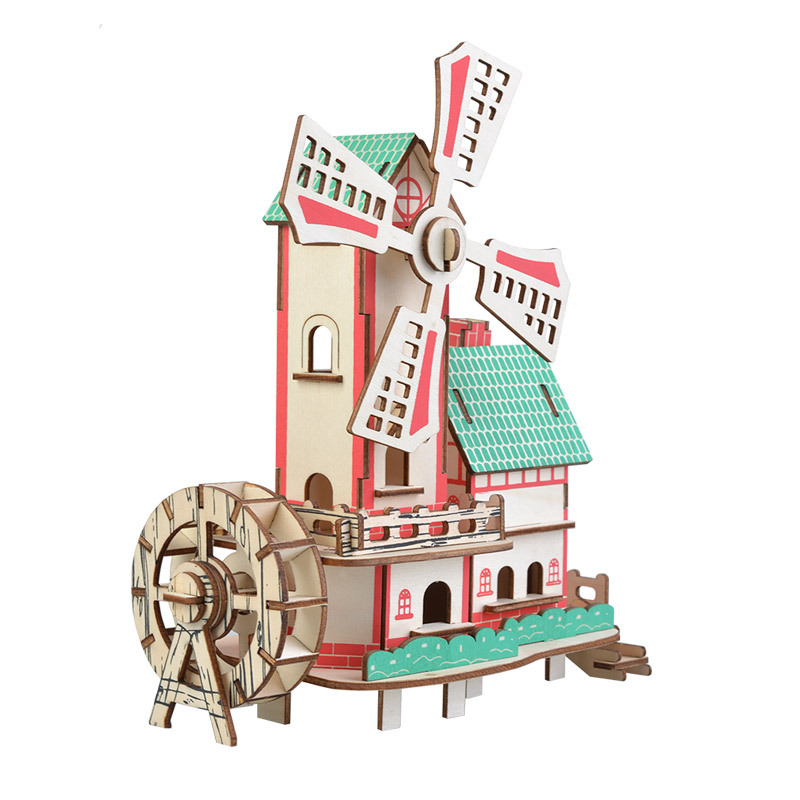 Деревянный трехмерный конструктор, хижина, вилла, головоломка, игрушка, домик своими руками, пазлы для детей