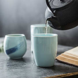 日式陶瓷水杯 家用早餐杯 创意陶瓷杯 简约陶瓷杯 酒店用瓷批发
