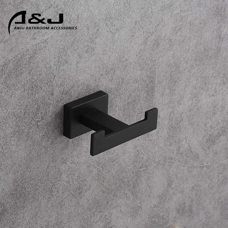 Juego de accesorios de baño, toallero negro, barra para toallas, toallero de barra única, venta al por mayor, diseño sencillo.