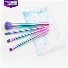 新款 4支塑膠柄化妝刷套裝 散粉刷眼部刷便攜式透明包包美妝彩妝