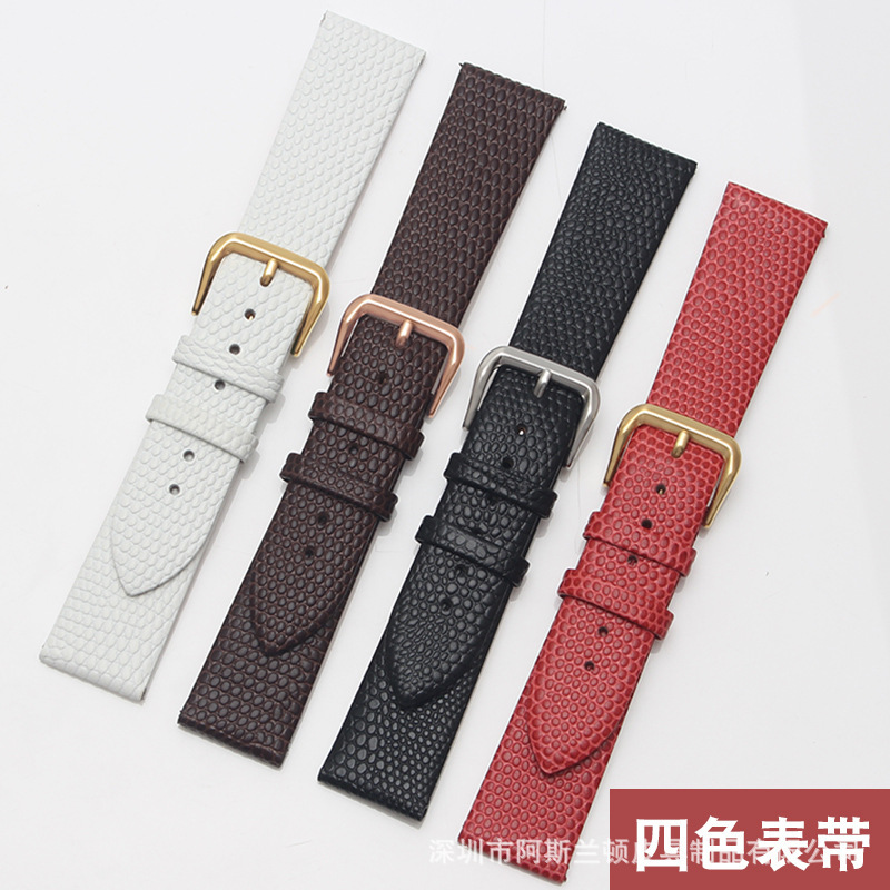 Ultra-Thin Genuine Leather Strap Lizard Pattern First Layer Calfskin Waterproof Men's Strap 18Mm20M Women's Watch Chain Accessories