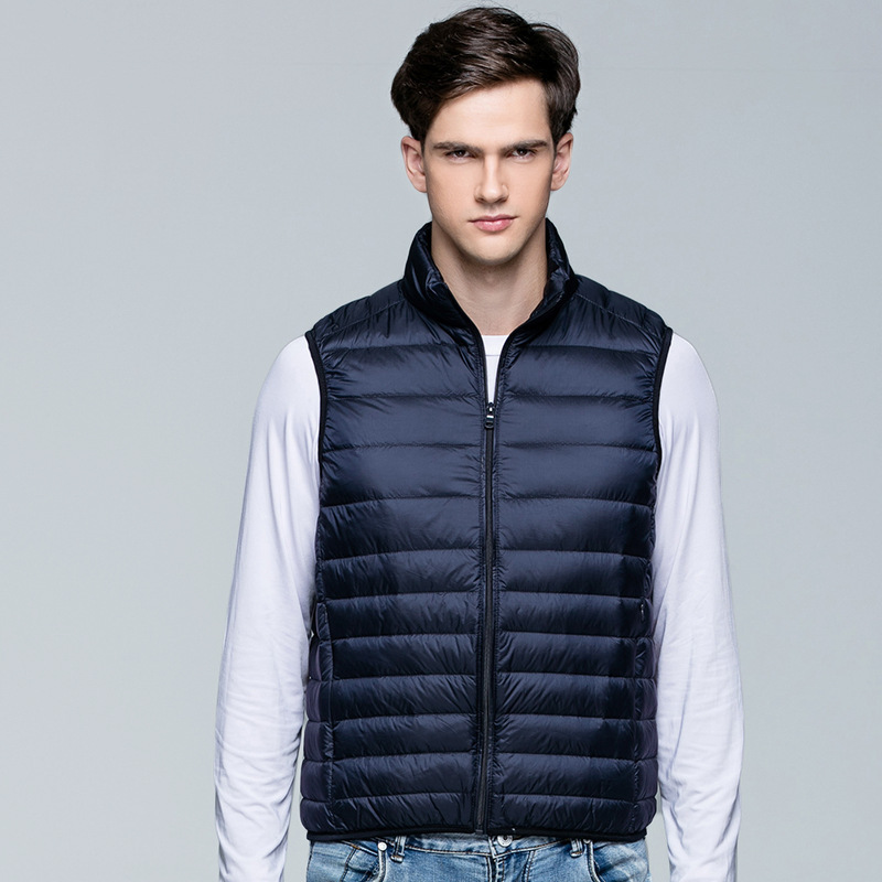 2025 Autumn/Winter New Lightweight down Vest Men's Stand Collar White Duck down Vest down Vest Manufacturer Wholesale