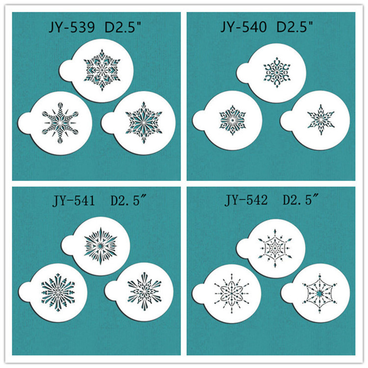 Navidad spray molde café tire flor molde fondant cake decoración azúcar polvo tamiz hueco galleta molde
