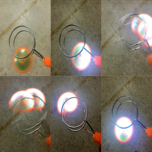 Yiwu manufacturer luminous top stall hot selling toys children's magnetic rotating magic flying orbit top wholesale