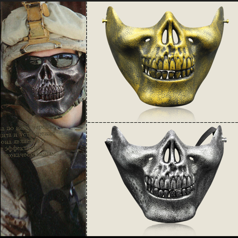 批发半脸骷髅面具 骷髅战士面具 CS实战防护面具 恐怖鬼脸面具