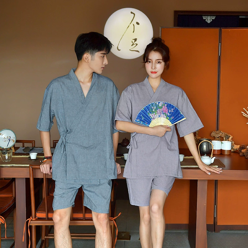 Short set, bathrobe, cotton pijama, for beloved