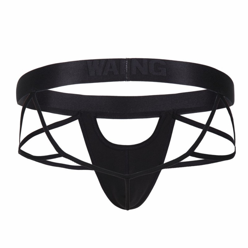 Men's Underwear Fashion Mesh Transparent Faux Leather Sexy Thong T-Back Classic New Double Thong T-Back