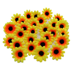 Factory directly sells 100 flowers a pack of 4cm simulation small sun flower head 12 leaves, chrysanthemum flower head