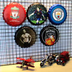 Retro beer cap wine bottle cap bar decoration creative personality wall three-dimensional pendant wall Real Madrid Manchester United football
