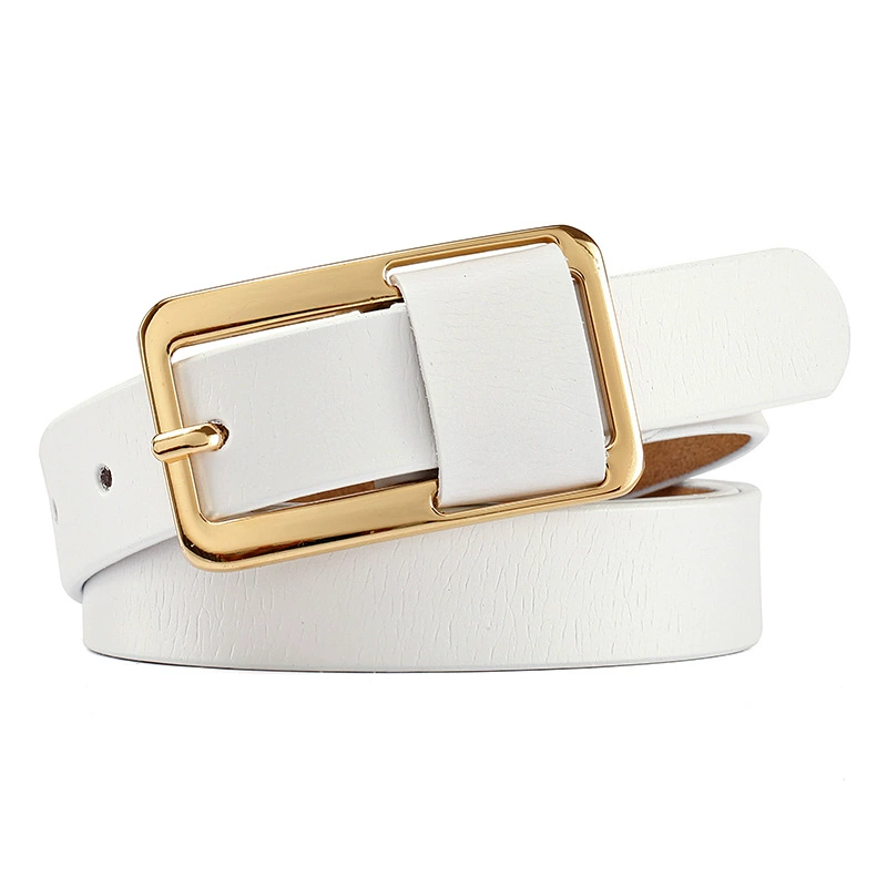 Leather fashionable universal belt, green trousers, genuine leather, Korean style, simple and elegant design