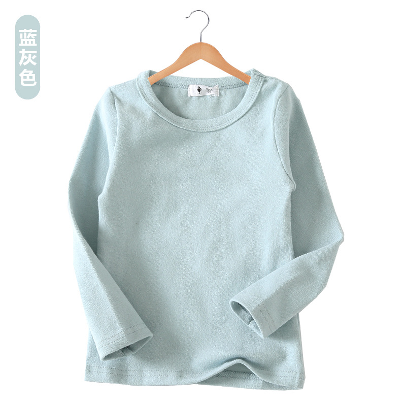 Camiseta de Manga Larga Estilo Coreano Otoño/Invierno 2025 para Niñas, Color Caramelo, Versátil, Básica, Camiseta de Cuello Redondo para Niños, con Textura Cepillada