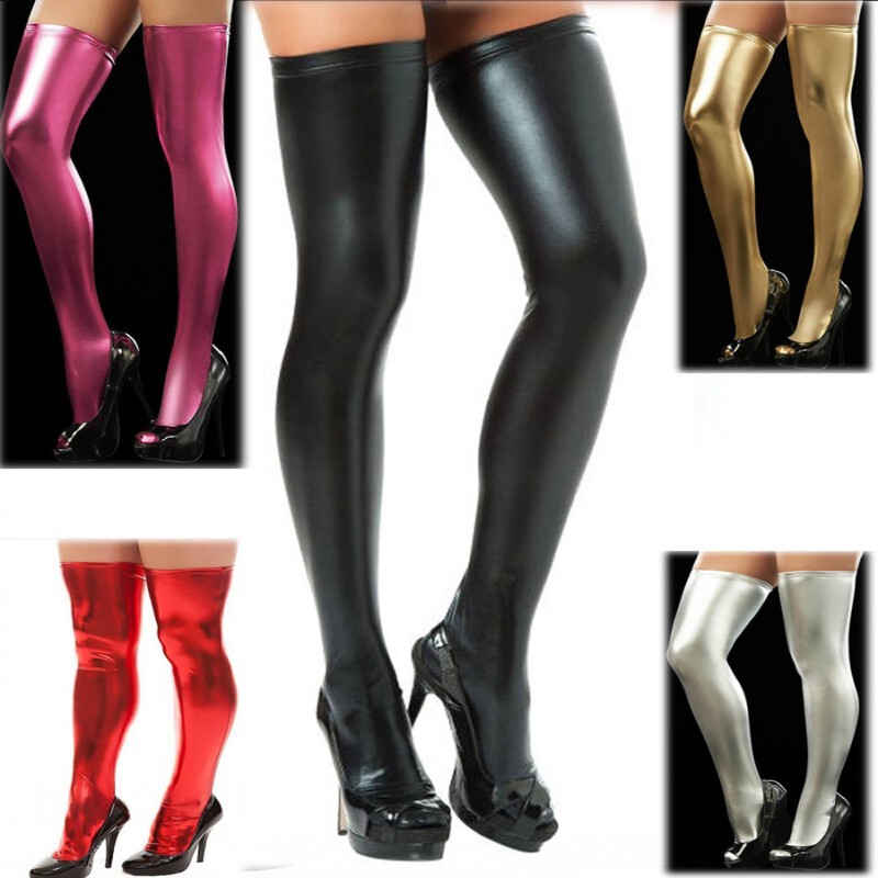 Sexy leather pantyhose production source Sexy underwear manufacturers spot wholesale patent leather socks thigh socks imitation leather pants