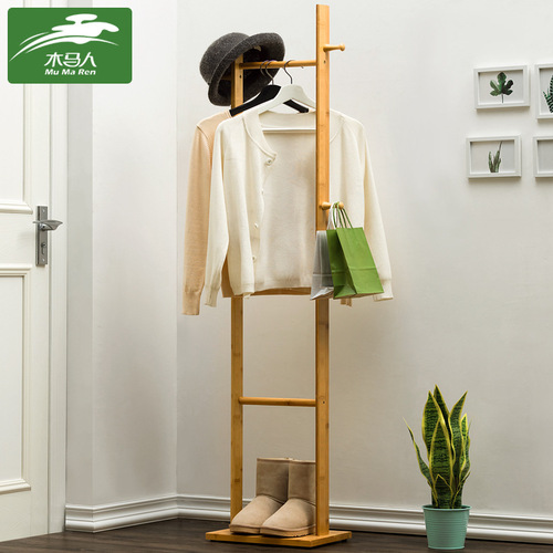Trojan simple coat rack non-solid wood bedroom clothes rack simple modern clothes rack floor rack storage rack