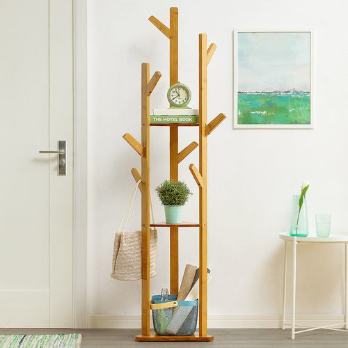 Trojan simple coat rack non-solid wood bedroom clothes rack simple modern clothes rack floor rack storage rack