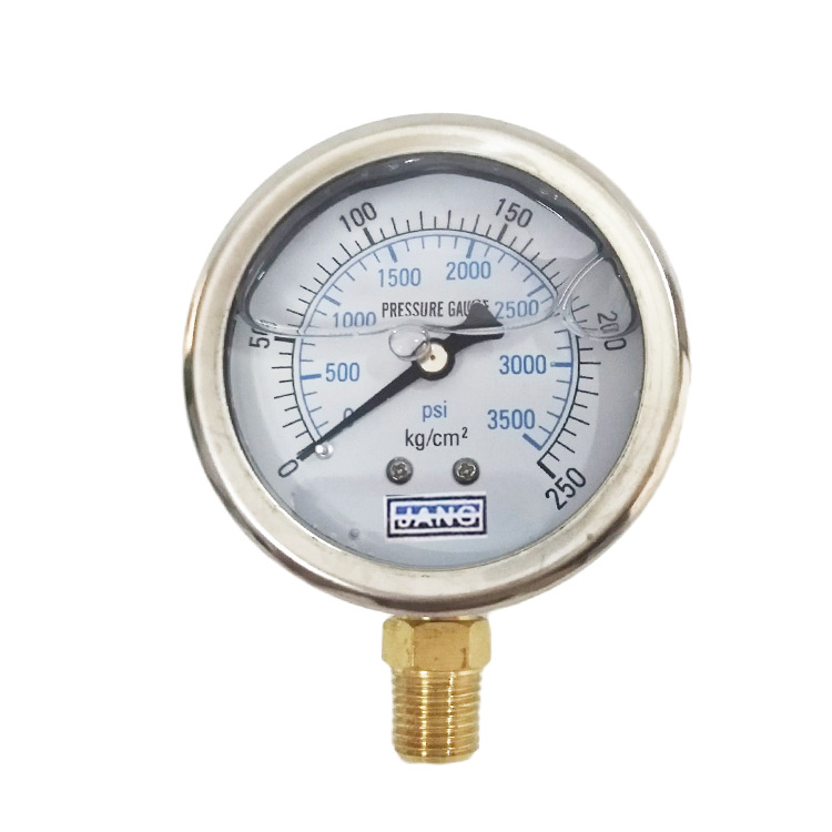 不锈钢壳耐震压力表YN60抗震空压机防震油压表液压表水压表2分