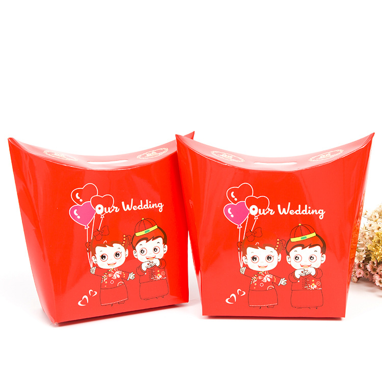 创意结婚喜糖盒 中式双喜订婚婚庆回礼异形糖果折叠包装纸盒批发