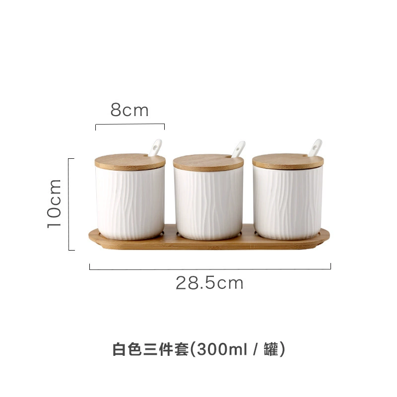 Nordic-inspired ceramic seasoning jar by Xingmi Ceramics — 15cm cube, 0.4kg, white/gray/green