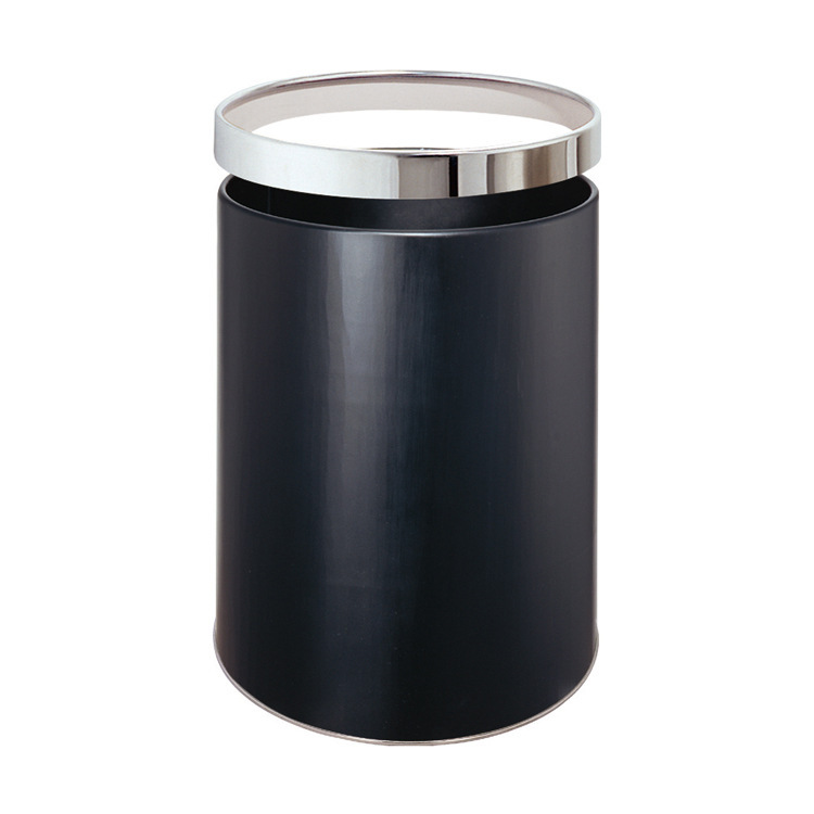 Hotel Room Stainless Steel Trash Can with Painted Body, Movable Steel Ring, Lidless Trash Can, Single-Layer Trash Can Storage Bucket Hotel Room Stainless Steel Trash Can with Painted Body, Movable Steel Ring, Lidless Trash Can, Single-Layer Trash Can Storage Bucket