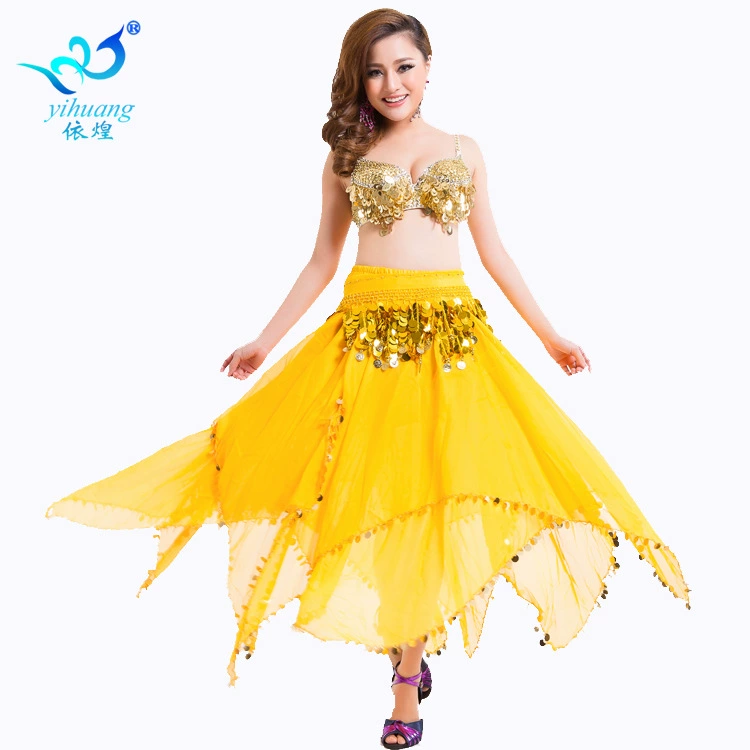 Одежда для танца живота, одежда для выступлений с большой распашной юбкой, индийская танцевальная одежда Синьцзян, сценический бюстгальтер с блестками, танцевальная одежда
