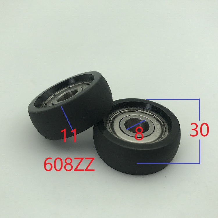 供应PUR8*30*11 PU包胶轴承聚氨酯滑轮软胶材质滑动静音
