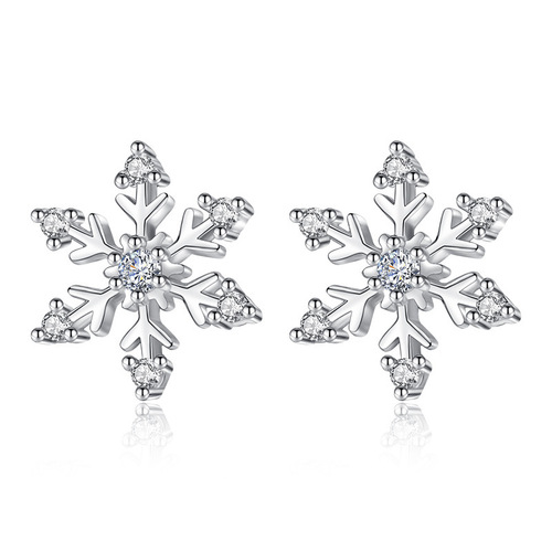 Internet celebrity live broadcast zircon snowflake earrings women's ear jewelry with sweet temperament Korean earrings manufacturer wholesale